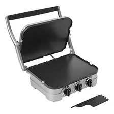Assadeira elétrica industrial robusta 5 em 1 premium Cuisinart Gr-4np1 Cor Prata com mostradores prata preto 110V Foto mini  2