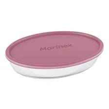 Assadeira Vidro Oval Com Tampa 1,6l Marinex Cor Rosa Foto  mini 1