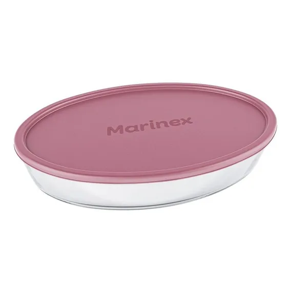Assadeira Vidro Oval Com Tampa 1,6l Marinex Cor Rosa Foto 1