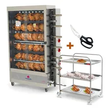 Assador Frango Gás Tubular Pr634 Progás + Tesoura + Carro Bivolt Foto mini 1