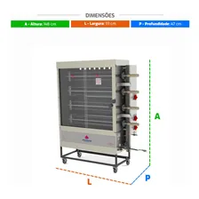 Assador Frango Industria Gás Tubular 4 Espetos Progás Pr623 Bivolt Foto mini  2