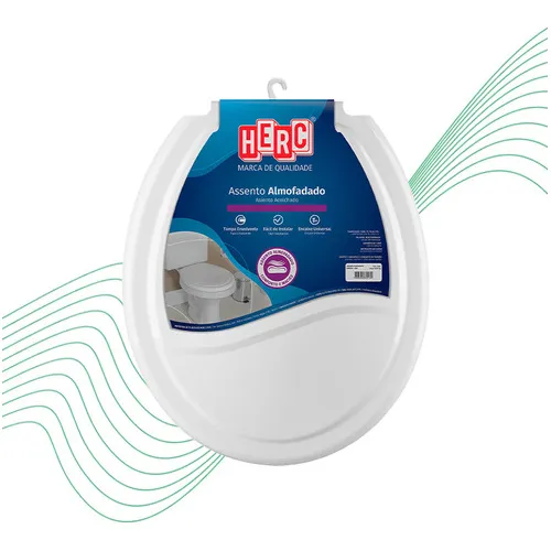 Assento Sanitário Almofadado Branco Herc Redondo Oval Foto 1