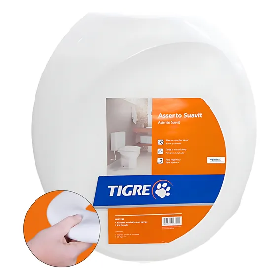 Assento Sanitario Almofadado Oval Branco Suavit Tigre Foto 1