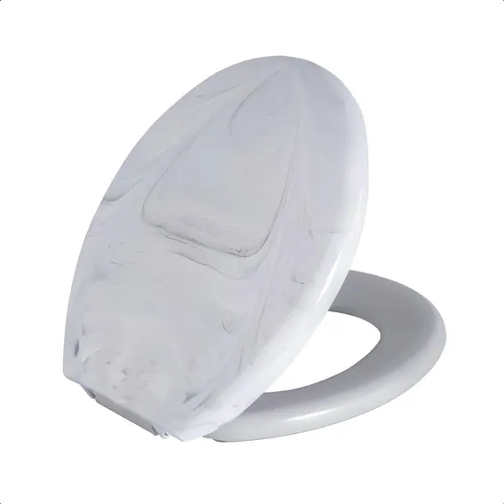 Assento Sanitário Almofadado Oval Marmorizado Branco Astra Foto 1