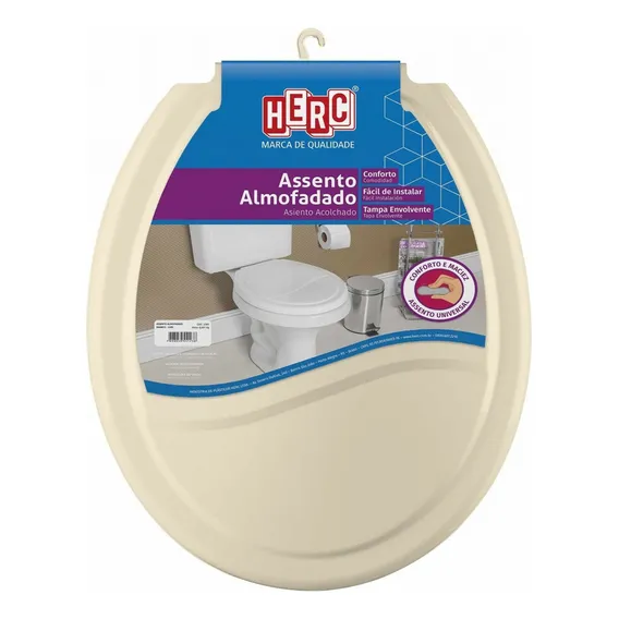 Assento Sanitário Almofadado Prime Bege Herc Convencional Foto 1