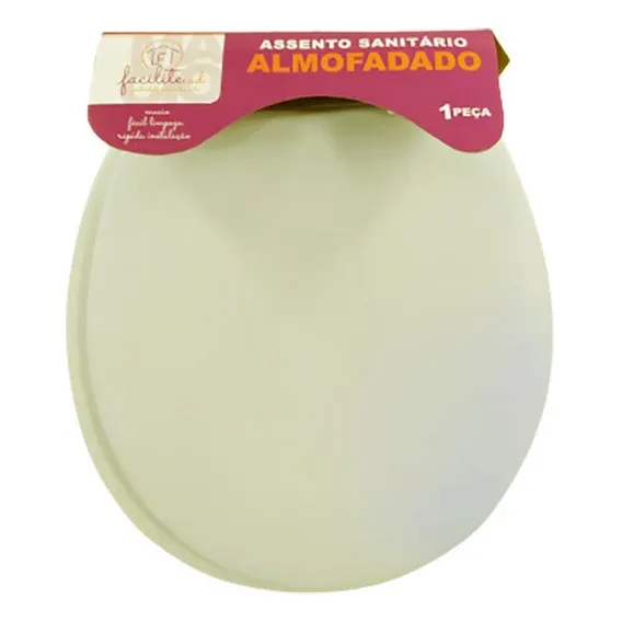 Assento Sanitário Almofadado Tampa Vaso Privada Macio Oval Cor Creme Foto 1