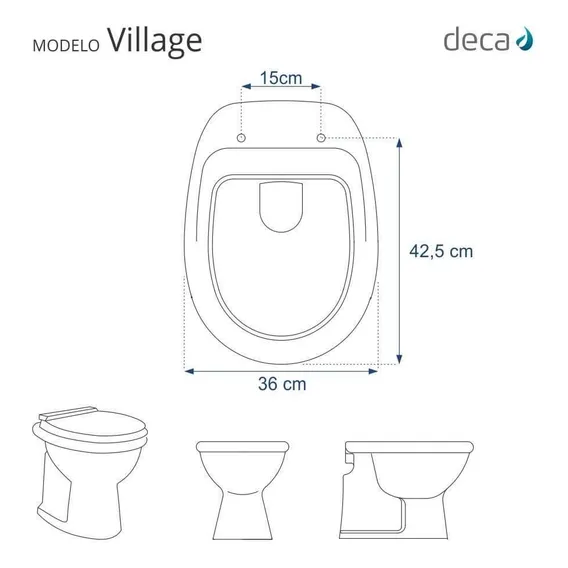 Assento Sanitário Com Amortecedor Village Cinza Vip P/ Deca Foto 1
