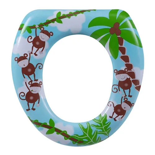 Assento Sanitário Oval Almofadado Infantil Macaco Foto 1