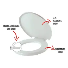 Assento Sanitário Plástico Almofadado Plus Branco Metasul Foto mini 2