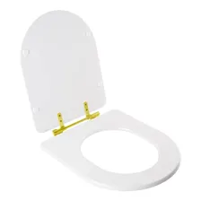 Assento Sanitário Poliéster Belle Epoque Branco Com Ferragem Dourada Para Louça Deca Foto mini  3