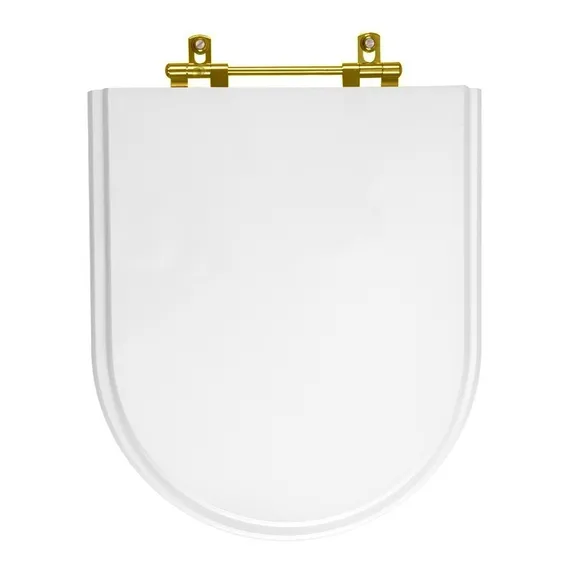 Assento Sanitário Poliéster Belle Epoque Branco Com Ferragem Dourada Para Louça Deca Foto 1