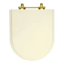 Assento Sanitário Poliéster Carrara Creme Ferragem Dourada Foto  mini 1