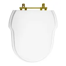 Assento Sanitário Poliéster Hampton Branco Ferragem Dourada Foto mini 1