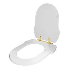 Assento Sanitário Poliéster Hampton Branco Ferragem Dourada Foto mini 2