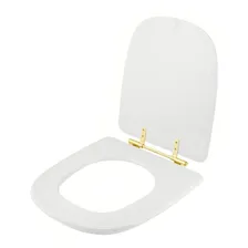 Assento Sanitário Poliéster Ibiza Branco Ferragem Dourada Foto mini  2