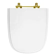 Assento Sanitário Poliéster Ibiza Branco Ferragem Dourada Foto  mini 1