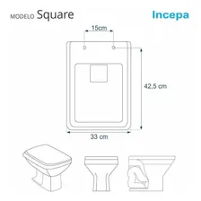 Assento Sanitário Poliéster Square Branco Para Louça Incepa Cidamar Foto mini 3