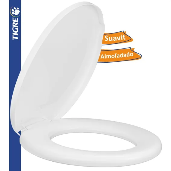 Assento Sanitário Tigre Almofadado Universal Oval Branco Foto 1