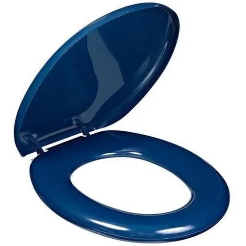 Assento Tampa Vaso Sanitário Almofadado Oval Azul Marinho Foto 1