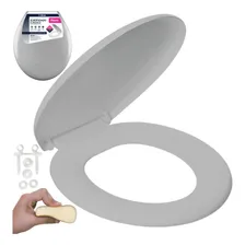 Assento Tampa Vaso Sanitário Privada Oval Almofadado Atlas Cor Cinza Claro Foto mini 1
