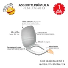 Assento Tampo Vaso Sanitário Modelo Prímula Almofadado Bege Biscuit Durín Foto mini  2