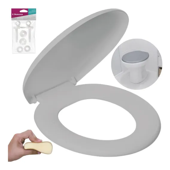 Assento Vaso Oval Almofadado + Parafusos Assento Sanitário Foto 1