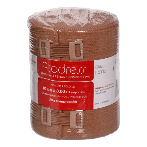 Atadura Elástica E Compressiva 10cm X 3m Atamed Cor Bege Foto 1