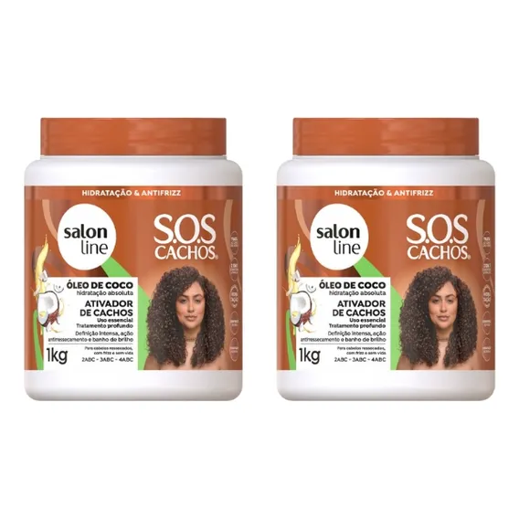 Ativador Cachos Salon Line 1kg Sos Cachos Oleo Coco - 2un Foto 1