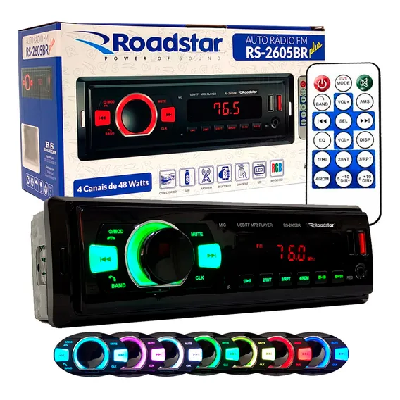 Auto Radio Mp3 Roadstar Cont. Remoto Bluetooh Rca Fm Sd Usb Foto 1