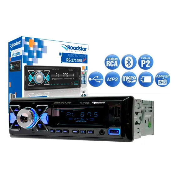 Auto Rádio Para Carro Bt Fm Aceita Controle Distancia 4 Rca Foto 1