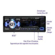 Auto Rádio Para Carro Bt Fm Aceita Controle Distancia 4 Rca Foto mini 3