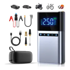 Auxiliar Partida Bomba Infladora Portatil Auxiliar Partida 8000mAh Power Bank Energia móvel multifuncional Mini compressor ar portatil bomba de inflação portátil com luz de emergência Foto mini 1