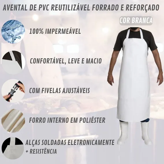 Avental Branco De Pvc Reforçado Peixaria Açougue Impermeavel Foto 1