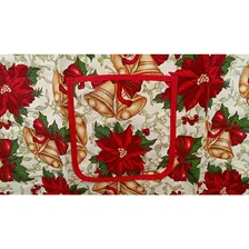 Avental Decorado Natal Estampa Flores E Sinos Unissex Cor Bege Foto mini  3