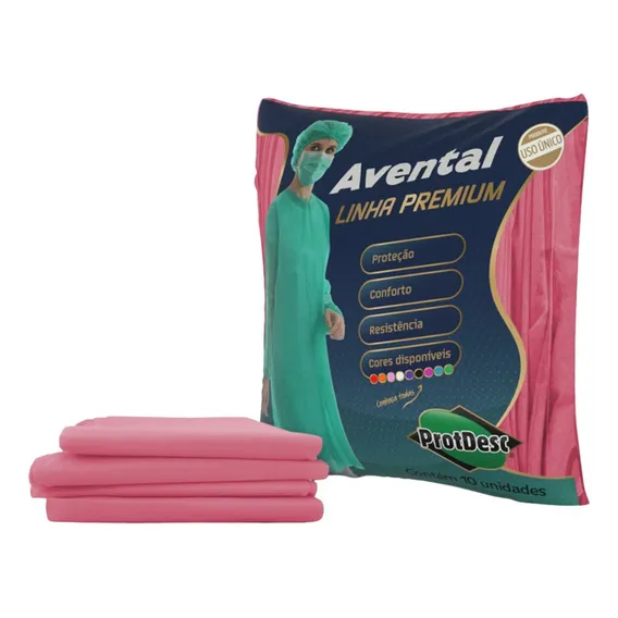 Avental Descartável Protdesc Tnt Rosa 20gm Manga Longa 10un Foto 1