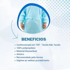 Avental Descartável Tnt Manga Longa Hospitalar 40g 10 Un Foto mini  3