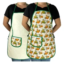 Avental Dupla Face Tecido Estampado Com Plástico Cor Abóbora Foto mini 1