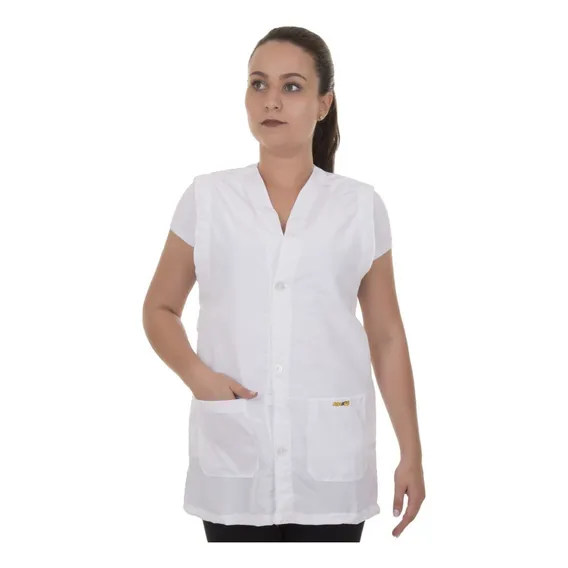 Avental / Jaleco Médico Tecido Oxford Sem Manga Branco Foto 1