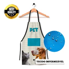 Avental Jaleco Pet Shop Para Banho E Tosa Impermeável Bolso Cor Bege Foto  mini 1