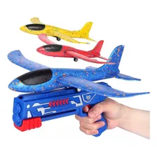 Avião Planador Aeromodelo Com Lançador Catapulta Brinquedo Cor Amarelo Foto mini 2