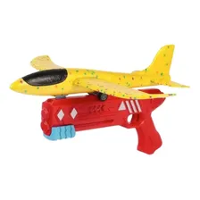 Avião Planador Aeromodelo Com Lançador Catapulta Brinquedo Cor Amarelo Foto mini 1