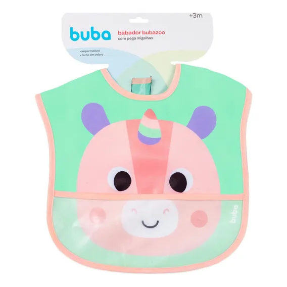 Babador Com Bolso Impermeável Bubazoo Unicórnio - Buba Unicórnio Bubazoo Foto 1
