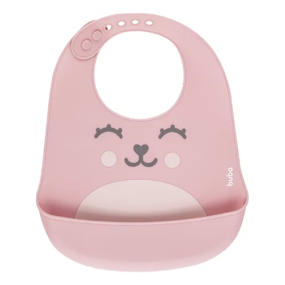 Babador Em Silicone Com Pega-migalhas Rosa Gumy Buba Foto 1