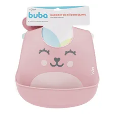 Babador Em Silicone Com Pega-migalhas Rosa Gumy Buba Foto mini  2