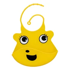 Babador Silicone Cata Migalha Impermeável Para Bebes Cor Amarelo Girafa Tamanho UN Foto mini 1