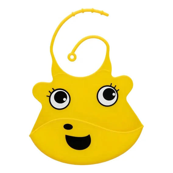 Babador Silicone Cata Migalha Impermeável Para Bebes Cor Amarelo Girafa Tamanho UN Foto 1