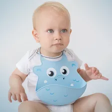 Babador Silicone Com Pega Migalhas Impermeável Cata Migalhas Azul Foto mini 3
