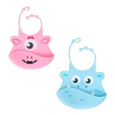 Babador Silicone Com Pega Migalhas Impermeável Cata Migalhas Rosa Foto mini 2
