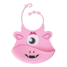 Babador Silicone Com Pega Migalhas Impermeável Cata Migalhas Rosa Foto mini 1