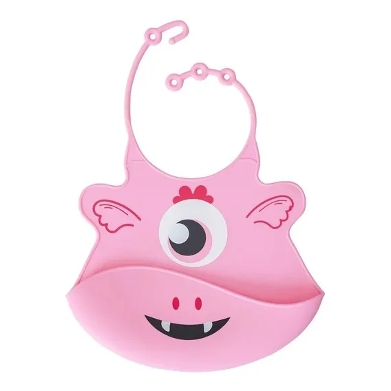 Babador Silicone Com Pega Migalhas Impermeável Cata Migalhas Rosa Foto 1